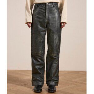 NEW FOUND Distressed Genuine Leather Carpenter Pants SZ 36